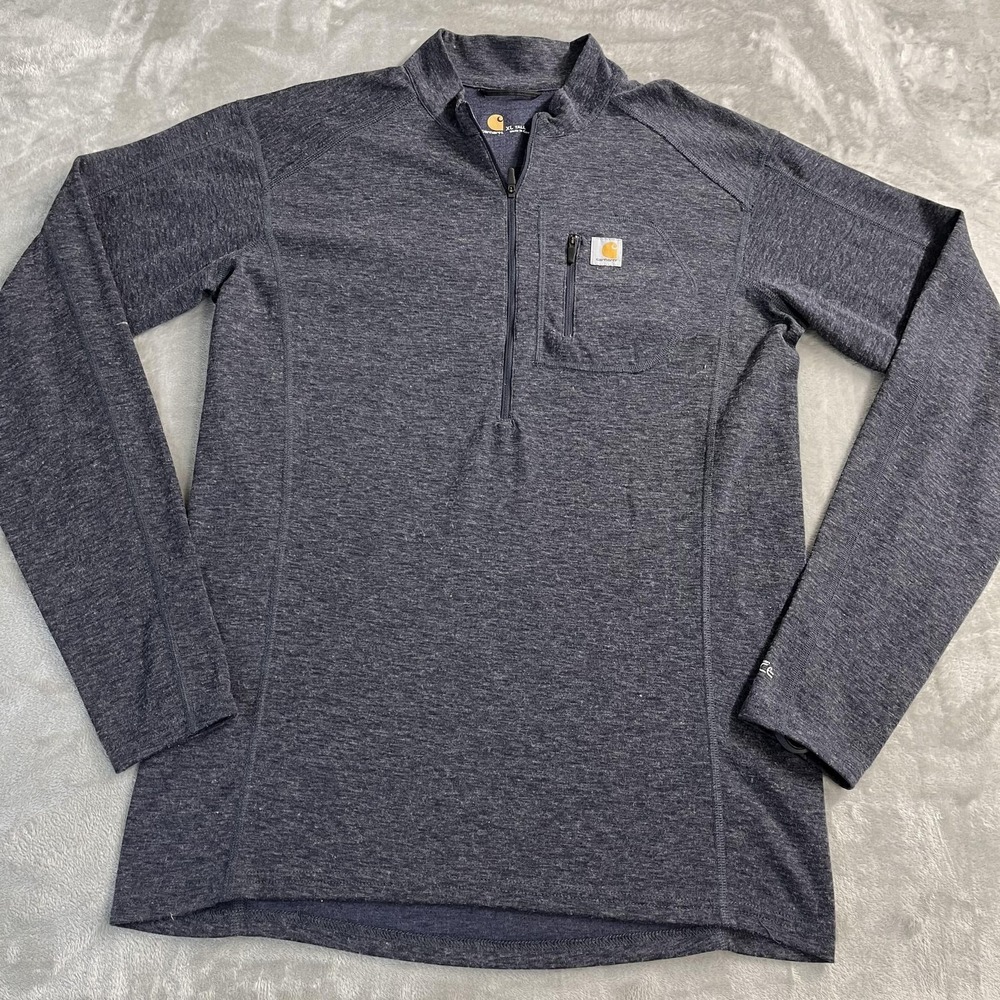 Carhartt Shirt Mens XLT Blue Force 1/4 Zip Thermal Baselayer Workwear Top Hike